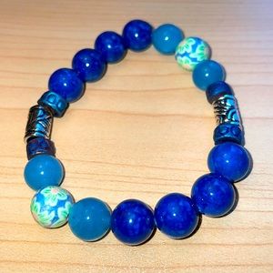 Blue jasper handcrafted gemstone beaded bracelet